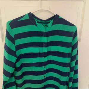 Equipment femme// kelly green blue stripe blouse